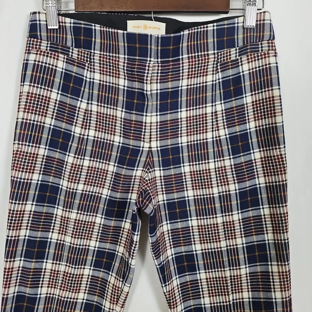 Tory Burch Garrett Tartan Plaid Trouser Pants Women Size 2 Straight Leg